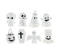Fdit 8 Pcs Cute Ghost Figures Luminous Ambience Multi Purpose Resin Made Halloween Ornaments for Halloween Decorations Parties Haunted Houses