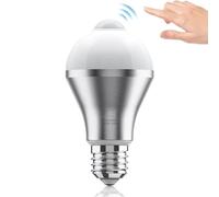 Fdit 9W E27/E26 Motion Sensor Light Bulb, PIR Smart LED Bulb Auto On/Off 120° Angle 13ft Range 600LM Security Light for Outdoor Indoor Garage Hallway (Cool White)