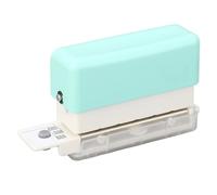 Fdit ABS 6 Hole Puncher, Portable Hole Punch for A5 B5 A4 Paper 9.2x5cm Green Loose Leaf Notebook Puncher with Chip Box for Planner Journaling