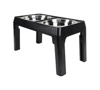 Fdit Adjustable Elevated Dog Bowls Foldable Double Stainless Steel Slow Feeder with Nonslip Feet and Rubber Edges for Large Breed Dogs (Black)