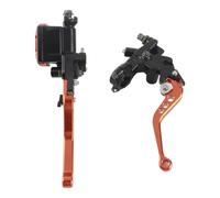 Fdit Adjustable Universal Motorcycle Brake Clutch Fit for Master Cylinder Reservoir Levers Kit, CNC Aluminium Anodized, Rearview Mirror Base, 1 Pair for Riders, Black/Silver (Orange)