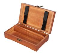 Fdit Antique Solid Wood Sketching Pencil Box, Vintage Square Stationery Storage Case with Removable Partition for Children Artists Jewelry