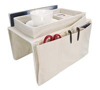 Fdit Armrest Organizer Remote Control Holder with 4 Pockets Couch Sofa Chair Armchair Caddy with Cup Holder Tray(Beige)