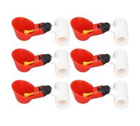 Fdit Automatic Chicken Waterer Cups Poultry Water Feeder Kit with 2.8in Red Plastic Design for Chickens Ducks Goose Turkey Quail