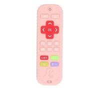 Fdit Baby Teether Chew Toy, Remote Control Shape Teething Relief Toys Silicone Sensory Toy with Number Learning Buttons for Toddler Infants (Pink)