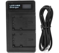 Fdit Battery Charger for NP-FV50, Dual USB Charger with LCD Display, Portable Mini Camera Battery Charger, Safety Circuit Design, 8.4V 0.6A Output