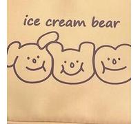 Fdit Bear Cosmetic Bag Cute Portable Storage Bag for Girls Students Canvas Multi Pocket Design 8.1oz (Yellow Threee Smile Bear)