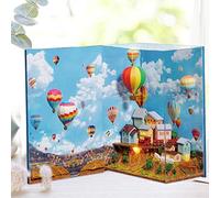 Fdit Book Series Wooden Miniature House DIY Model Kit, and Eco-Friendly, 8.3x2.6x5.9in, Cultivate Children's Hands-On Ability, Home Display (N-002 hot air balloon)