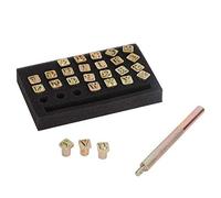 Fdit Capital Letters Stamp Set, 26pcs Leather Stamping Tools 6mm Alphabet Metal Stamps for Leather Crafts with Ergonomic Handle for Leather Jackets Bags Shoes