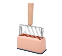 Fdit Cat Litter Scoop with Stand, Stainless Steel Fast Sifting Kitty Litter Scoop with Wooden Handle and Drip Free Docking Base for All Cat Types (1 Set)