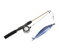 Fdit Cat Toy with Telescopic Rod, Extendable Fishing Pole with 3D Printed Fish, Interactive Play for Indoor Cats, Adjustable 100cm Line for Jumping and Chasing (saury+fishing rod)
