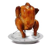 Fdit Chicken Barbecue Rack, Stainless Steel Beer Can Chicken Holder Vertical Roasting Turkey with Pan for Grill Oven Camping