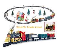 Fdit Christmas Train Set with Realistic Sound, Lights | Electric steam locomotive, colorful LED lights, toy train set, smooth edges