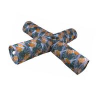 Fdit Collapsible Cat Tunnel Tent with Cartoon Prints, Foldable Pet Play Tube for Indoor Cats Kittens, Spacious 52x52x25cm Polyester Cat Toy (Print 4 Way Tunnel)