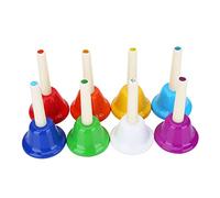 Fdit Colorful 8-Note Metal Hand Bell Set for Kids, Musical Toy in C Major for Music Teaching and Learning, Durable and Exquisite Handbells Set for Classroom or Therapy Center