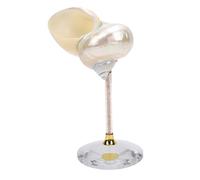 Fdit Conch Shell Wine Glass, Crafted Conch Shell Wine Glass Unique Handmade Goblet Seashell Cup from Shell and Plastic Unique Artwork for Wedding Party Bar (White)