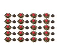 Fdit Daisy Conchos Buckles, 20 Sets Zinc Alloy Decorative Rivets with Imitation Turquoise for Leather Belts Purses Hats 13mm Vintage Nail Buckles (Red)