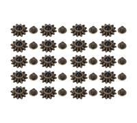 Fdit Daisy Conchos Buckles, 20 Sets Zinc Alloy Decorative Rivets with Imitation Turquoise for Leather Belts Purses Hats 13mm Vintage Nail Buckles (Black)