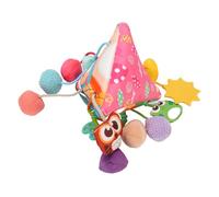 Fdit Detachable Baby Soft Hanging Toy Geometric Patterns Infant Car Toy with Rattle, Portable Plaything for on The Go, Adorable Cartoon Designs