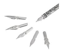 Fdit Dip Pen, Feathers Quill Writing Set with 5 Alloy Nibs in Box (Blue)