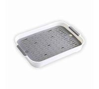 Fdit Dish Drying Plate, Tea Tray Coffee Tray,Drain & Serve, for Kitchens, Bathrooms, Craft Rooms, Dish Drying Rack, Cooling Rack, Fruit Washing Platform (White Gray)