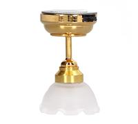 Fdit Dollhouse Dome Lamp, 1:12 Scale Miniature Vintage Light with LED & Battery Power for Dollhouse Living Room Bedroom DIY Decor