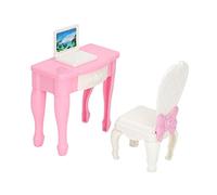 Fdit Dollhouse Miniature Laptop Desk Chair Set, High Simulation Model Life Aura for Parent-Child Communication, ABS Material, 1:12 Scale, for Children and Dollhouse Lovers