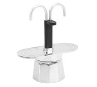 Fdit Double Head Coffee Pot, Aluminum Alloy Italian Maker 100ml, Portable Stainless Steel Stovetop Coffee Maker, Double Spout Moka Pot for Home Cafe (Decagon Base)