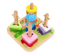Fdit Early Educational Wooden Stacking Toy with Glossy Finish, Safe Water Based Paint, Exercise Hand Flexibility, for Toddlers Learning Shapes and Colors, 17.8 X 17.8 X 13.5cm Size