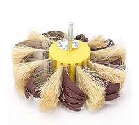 Fdit Electric Drill Sisal Emery Polishing Wheel Fabric with a Long Service Life for Wood and Plastic, Ideal for Starting and Scribbles, 6 Mm Axle (6 sandpaper sisal flower heads (Red Sand 120#))