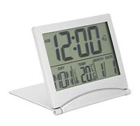 Fdit Electronic Compact Alarm Foldable Calendar Easy to Read Atomic Desktop Clock Auto Set Digital Alarm Clock Screen with Time/Date/Temperature Display- Perfect for Nightstand or Desk