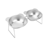 Fdit Elevated Cat Feeder with 15 Degree Tilted Double Bowls Stainless Steel for Cats and Dogs Anti Tip Design