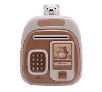 Fdit Fingerprint Password Children Money Box Auto Scroll Paper Saving Jar, Spacious Design for Kids, Charming Aesthetic, Ideal Present for Financial Management Skills (Brown)