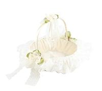 Fdit Flower Girl Basket Bridal Wedding Basket Handmade Lace Bowknot Basket for Wedding Ceremony with Satin Decoration for Holding Flowers Petals Candies