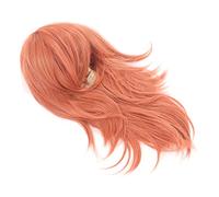 Fdit Fluffy Orange Brown Long Wig High Density Adjustable Cap Anime Cosplay Synthetic Wig for Women Heat Resistant Material