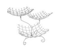 Fdit Fruit Basket, Three Tier Iron Mesh Breathable Stand for Fruits Snacks Bread Kitchen Counter Decor 26.5x32cm (Silver)