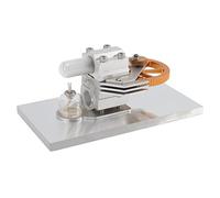 Fdit Hot Air Engine Model Adjustable Speed Miniature Science Toy for Education Stainless Steel and Wood 15.5x8x7cm