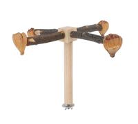 Fdit Interactive Rotating Perch Toy with Chew Toy for Bird Cage, Handcrafted Wooden Bird Stand for Mental Stimulation and Exercise, Suitable for Parrots, Beech Wood/Pine Wood