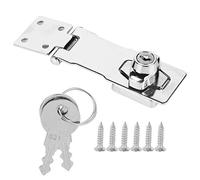 Fdit Keyed Hasp Lock Stainless Steel Large Keyed Hasp Lock Locking Hasp for Small Doors Drawer Cabinet Household Tool