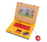 Fdit Kids Learning Laptop, Interactive Kids Simulation Computer Toy with LED Display and Sound Effects for Early Childhood Learning (Yellow Retractable Mouse)