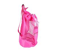 Fdit Kids Mesh Drawstring Backpack/Portable Large Mesh Beach Bag for Pool Toys Balls,Soccer Ball, Water Sports, Beach Cloth, Swimming Gears(pink)