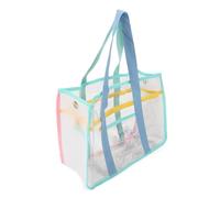 Fdit Large Clear Bag Stylish Portable Travel Hand Bag for Women, Spacious Clear Beach for Summer Fun (Blue Green)