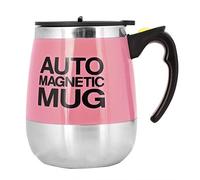Fdit Magnetic Mixing Cup Self Stirring Coffee Cup Stainless Steel Self Magnetic Cup for Coffee Tea Hot Chocolate Milk Cocoa Protein (Pink)