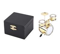 Fdit Mini Drum Ornament, Miniature Musical Instrument Replica Drum Set Ornament Drummer Gift in Elegant Gift Box for family friends