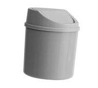 Fdit Mini Trash Can with Lid, Flip Cover Small Garbage Bin for Desktop Countertop Office Bathroom, Removable Swing Lid, Compact Plastic Waste Basket, 1.5L Capacity (Grey)