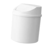 Fdit Mini Trash Can with Lid, Flip Cover Small Garbage Bin for Desktop Countertop Office Bathroom, Removable Swing Lid, Compact Plastic Waste Basket, 1.5L Capacity (White)