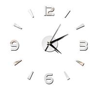 Fdit Modern DIY Frameless Wall Clock 3D Wall Clock Mirror Sticker Watch Modern Home Office Decorations Gift(Silver)