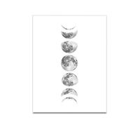 Fdit Moon Phases Canvas Painting Rimless Paintings Black White Art Print Poster on Wall Art for Home Decorations Frameless(white090-1)