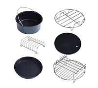 Fdit Multifunctional Air Fryer Accessories, 6 in 1 Kit Parts Metal Holder Skewer Rack Cake, Compatible with Most Air Fryer,for GoWISE Power Air Fryers