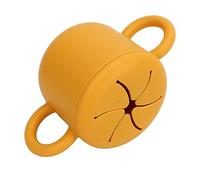 Fdit Multipurpose Baby Silicone Snack Cup Lightweight Portable Double Ear Design Baby Snack Pot for Toddler Size 15x8x7cm (Ginger Yellow)